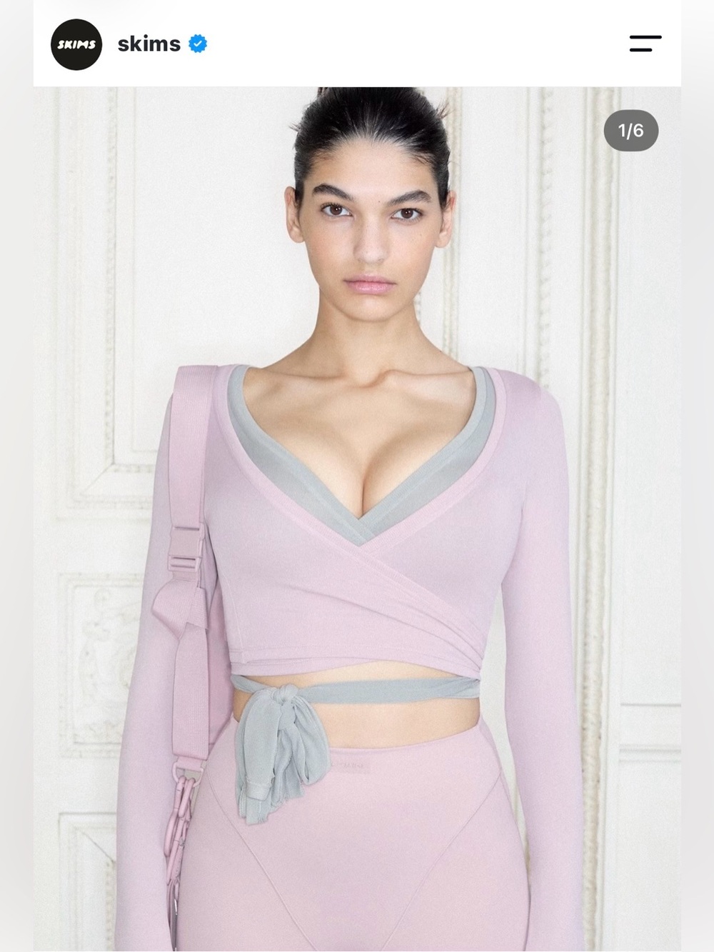 SKIMS X Nike Light Pink Wrap-Front top